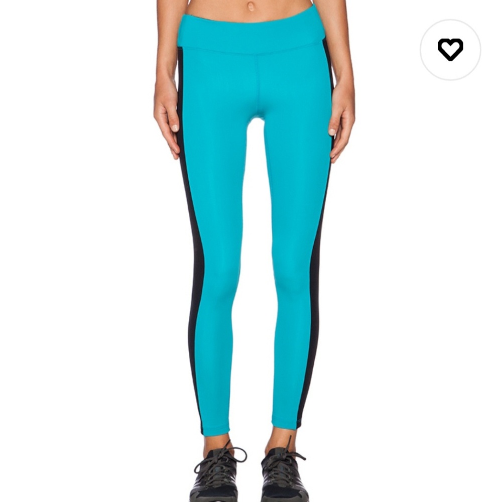 New Koral turquoise and black color block leggings